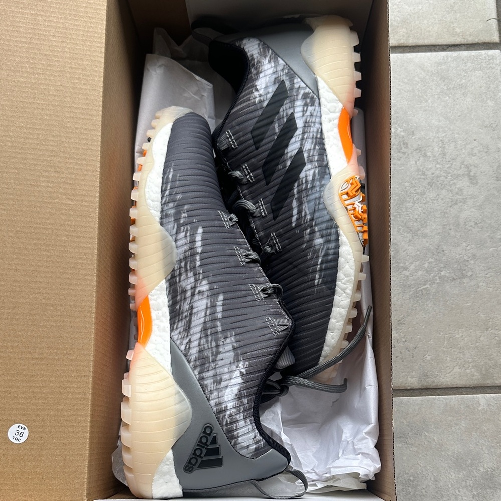 Adidas CodeChaos Spikeless Grey Orange Golf Shoes